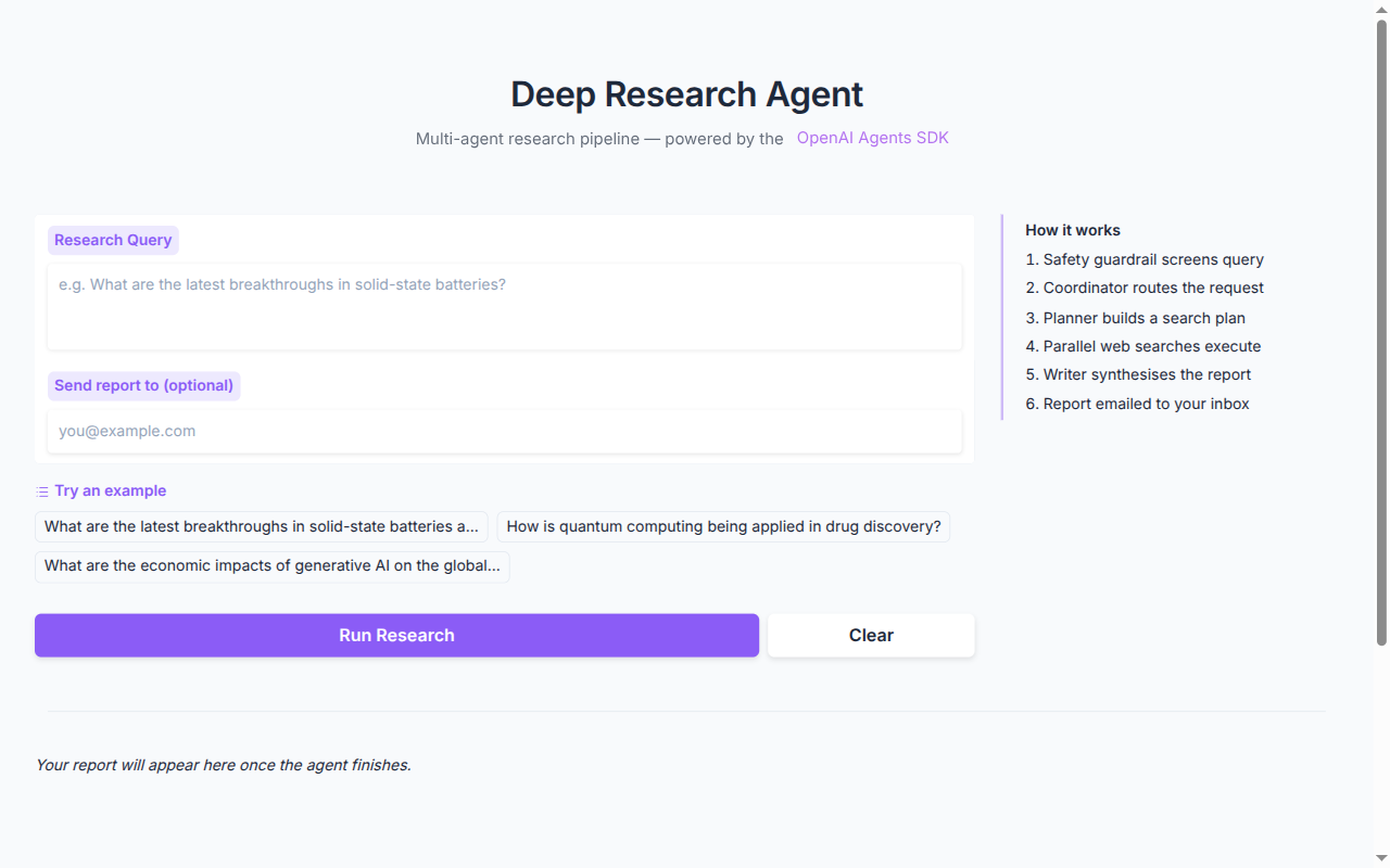 Deep Research Agent screenshot